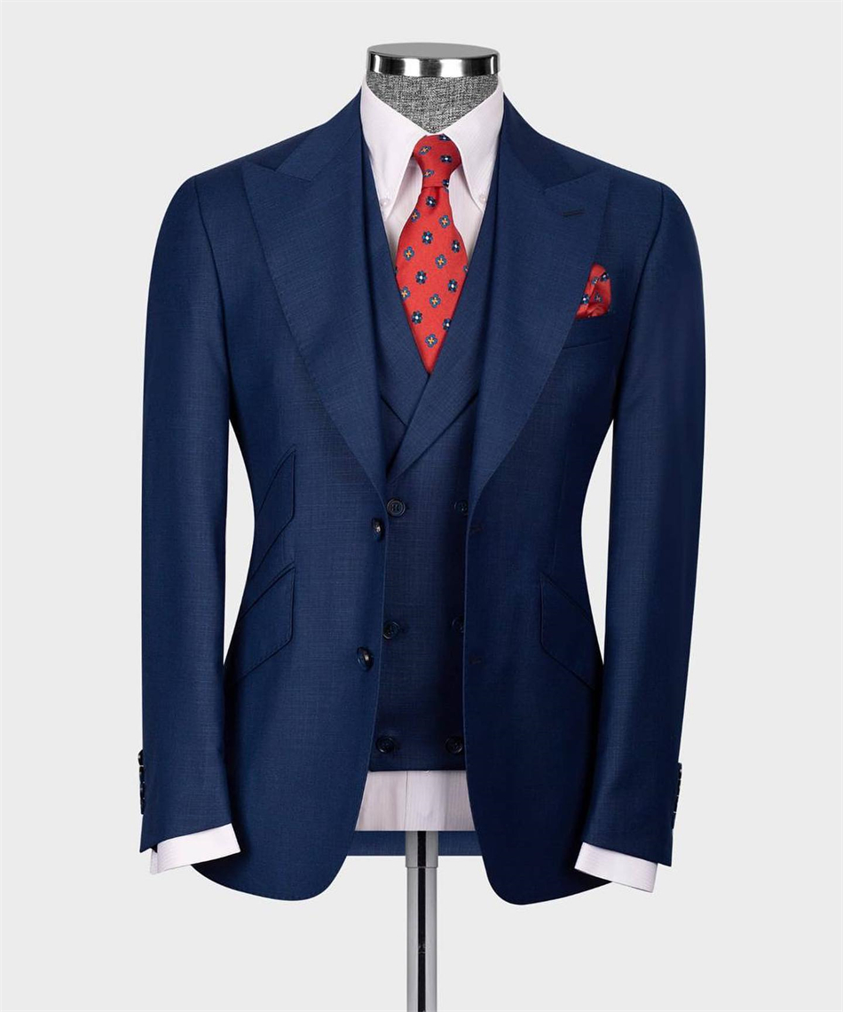 Elegant Formal Men'S Wear - Elegant Navy Blue คลาสสิกงานแต่งงาน Tuxedo 3PCS