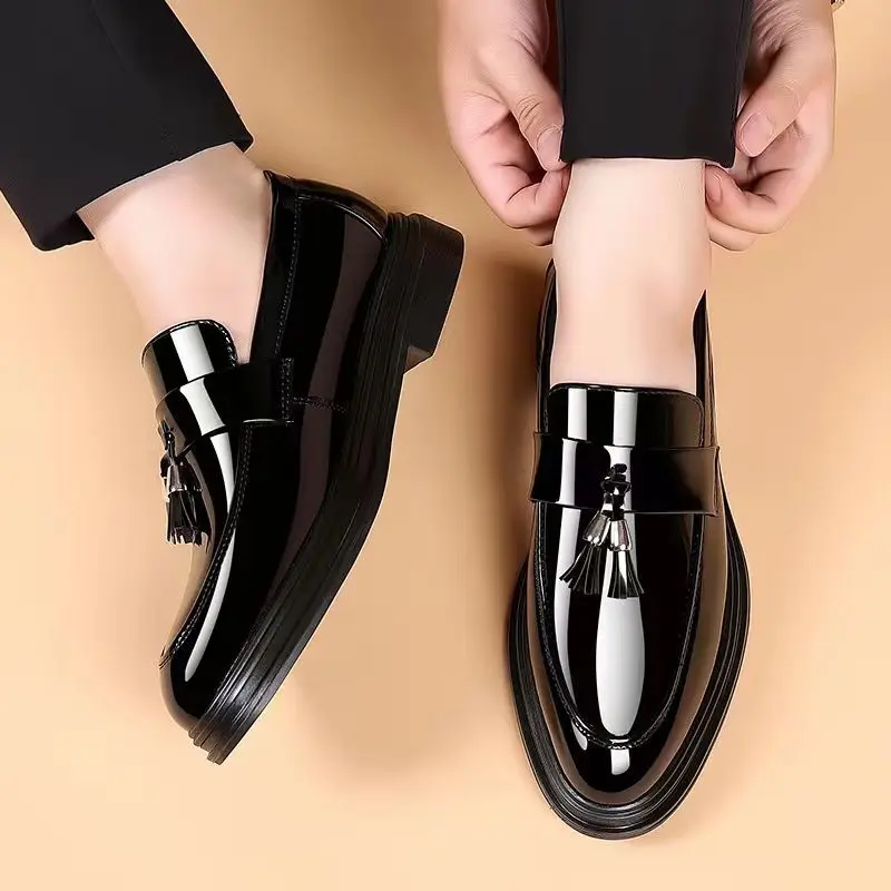 Men'S Formal Wear Accessories - รองเท้าเพื่อสังคมสีดำสำหรับผู้ชายรองเท้าหนังมีสิทธิบัตรแนวธุรกิจแบบลำลองใหม่รองเท้าชุดเดรสด้านบนสดใส39ชุดการชำระบัญชี