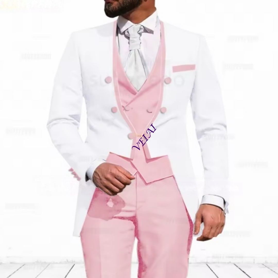 Elegant Formal Men'S Wear - ชุดสูท 3 ชิ้นสีฟ้าอ่อนแบบสั่งตัดสำหรับผู้ชาย ดีไซน์หรูหรา ทรงเข้ารูป ประกอบด้วยเสื้อเบลเซอร์