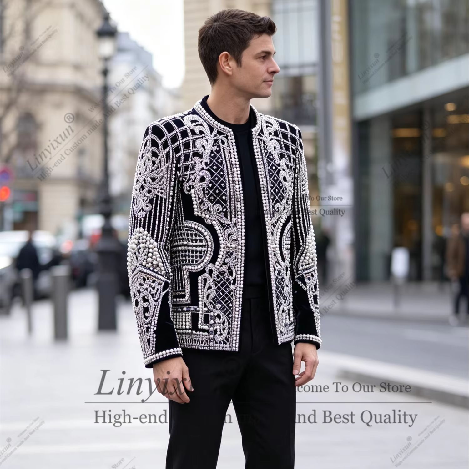Men'S Formal Wear Jewelry - ชุดทักซิโด้ดีไซน์หรูหราประดับอัญมณี สำหรับผู้ชาย ชุดออกงาน ชุดเจ้าบ่าว ชุดแต่งงาน ชุดพรอม