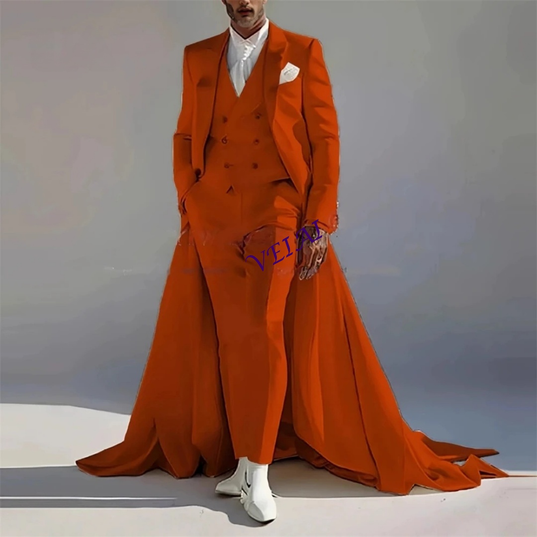 Men'S Formal Attire - ชุดสูทสามชิ้นสำหรับงานเลี้ยงแบบกำหนดเองสำหรับผู้ชาย, ชุดสูทแจ็คเก็ตขายาว กางเกง เสื้อกั๊กสำหรับผู้ชาย, ชุดสูทเจ้าบ่าวงานแต่งงาน ไซส์
