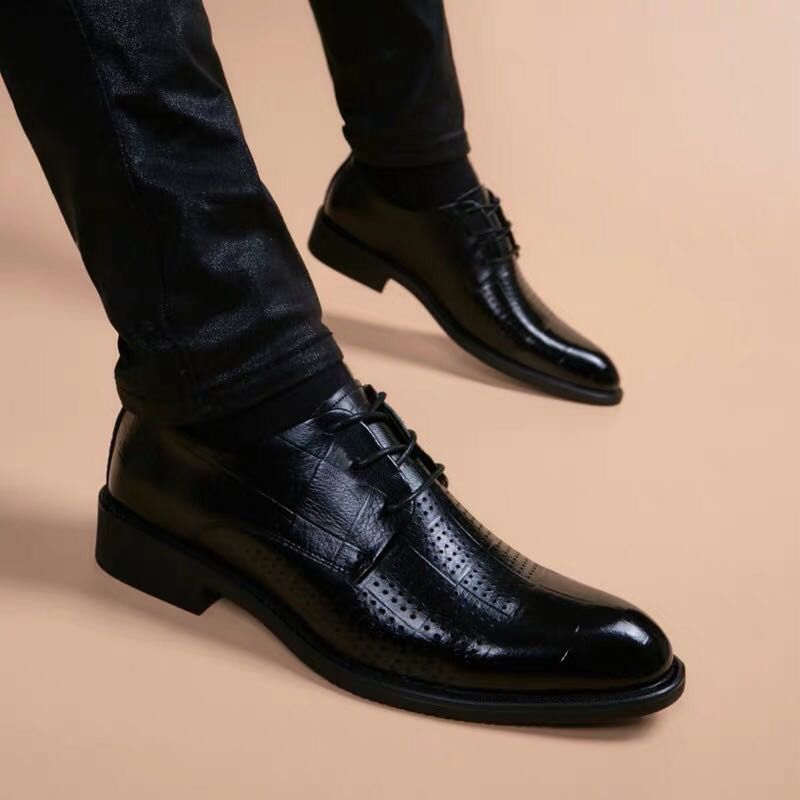 Men'S Formal Wear Accessories - รองเท้าผู้ชายแบบทางการ รองเท้าธุรกิจ รองเท้าลำลอง ระบายอากาศได้ดี เหมาะสำหรับฤดูร้อน หนังแท้