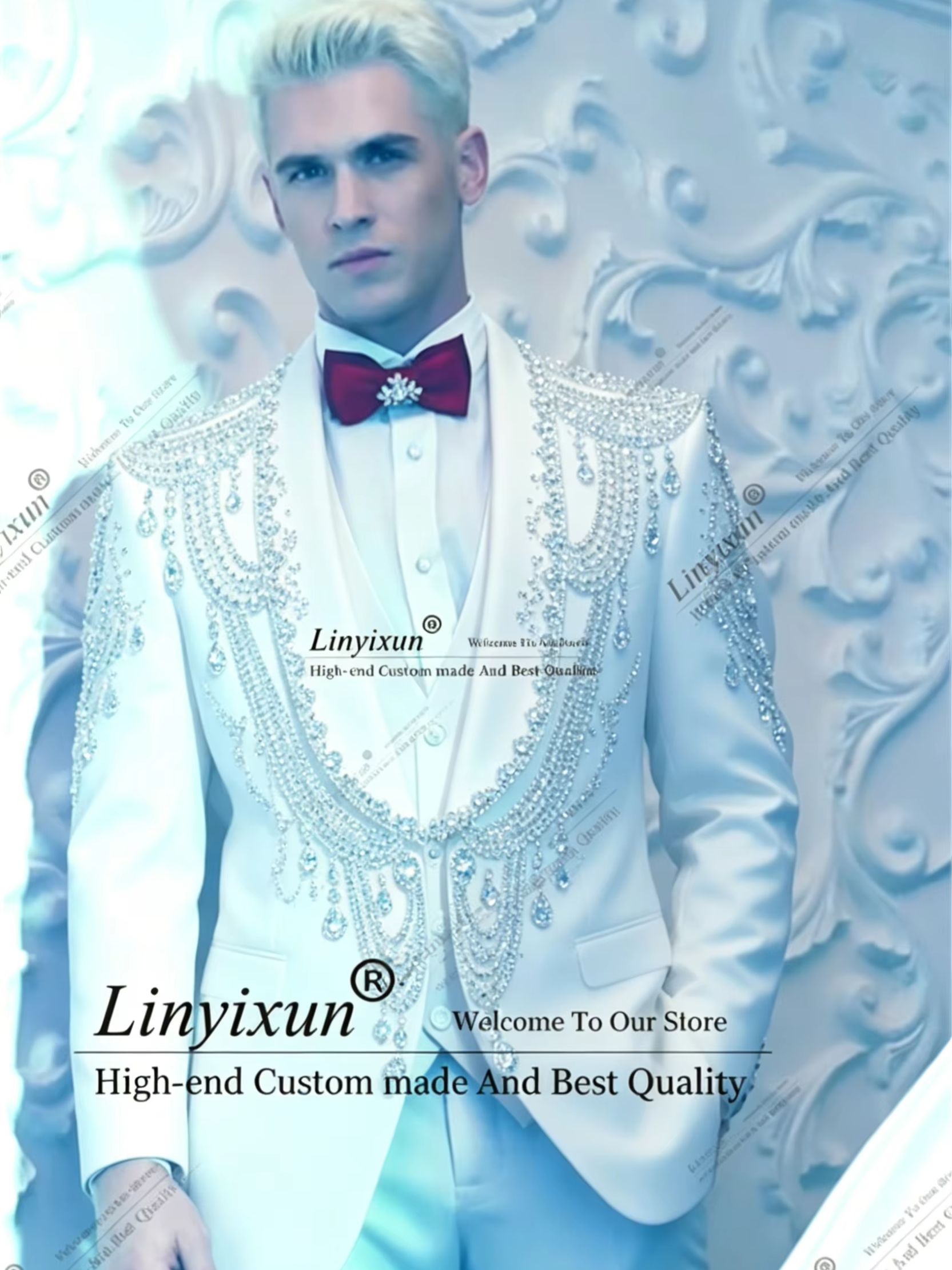 Men'S Formal Wear Jewelry - ชุดทักซิโด้หรูหราประดับคริสตัลสำหรับผู้ชาย ชุดออกงานหรูหราสำหรับเจ้าบ่าว งานแต่งงาน งานพรอม เสื้อเบลเซอร์ผู้ชาย traje