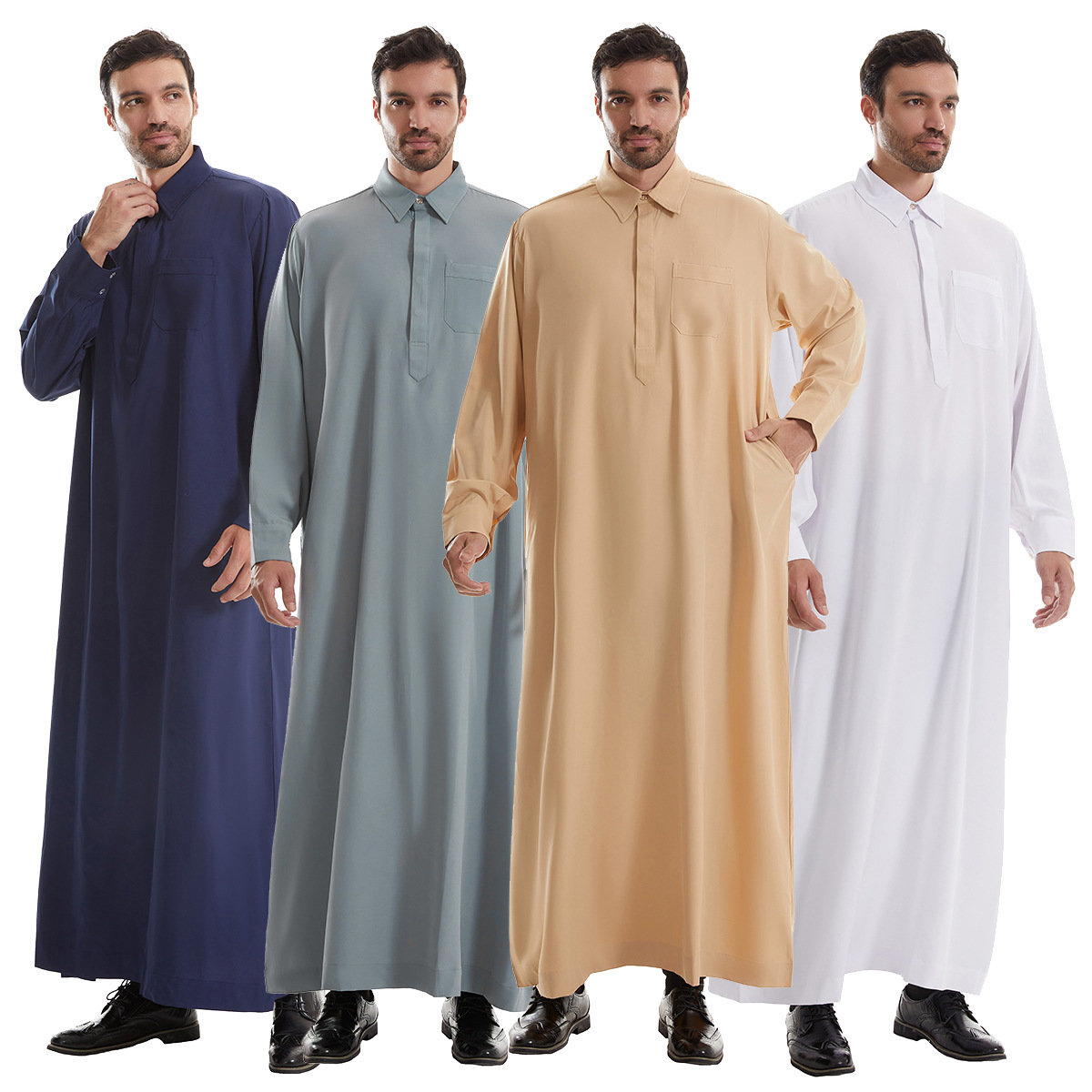 Arabic Formal Wear Men - ชุดจุบบะห์ โธบ สำหรับผู้ชาย เสื้อเชิ้ตยาวแบบชุดเดรส สำหรับเทศกาลอีด ชาวมุสลิม