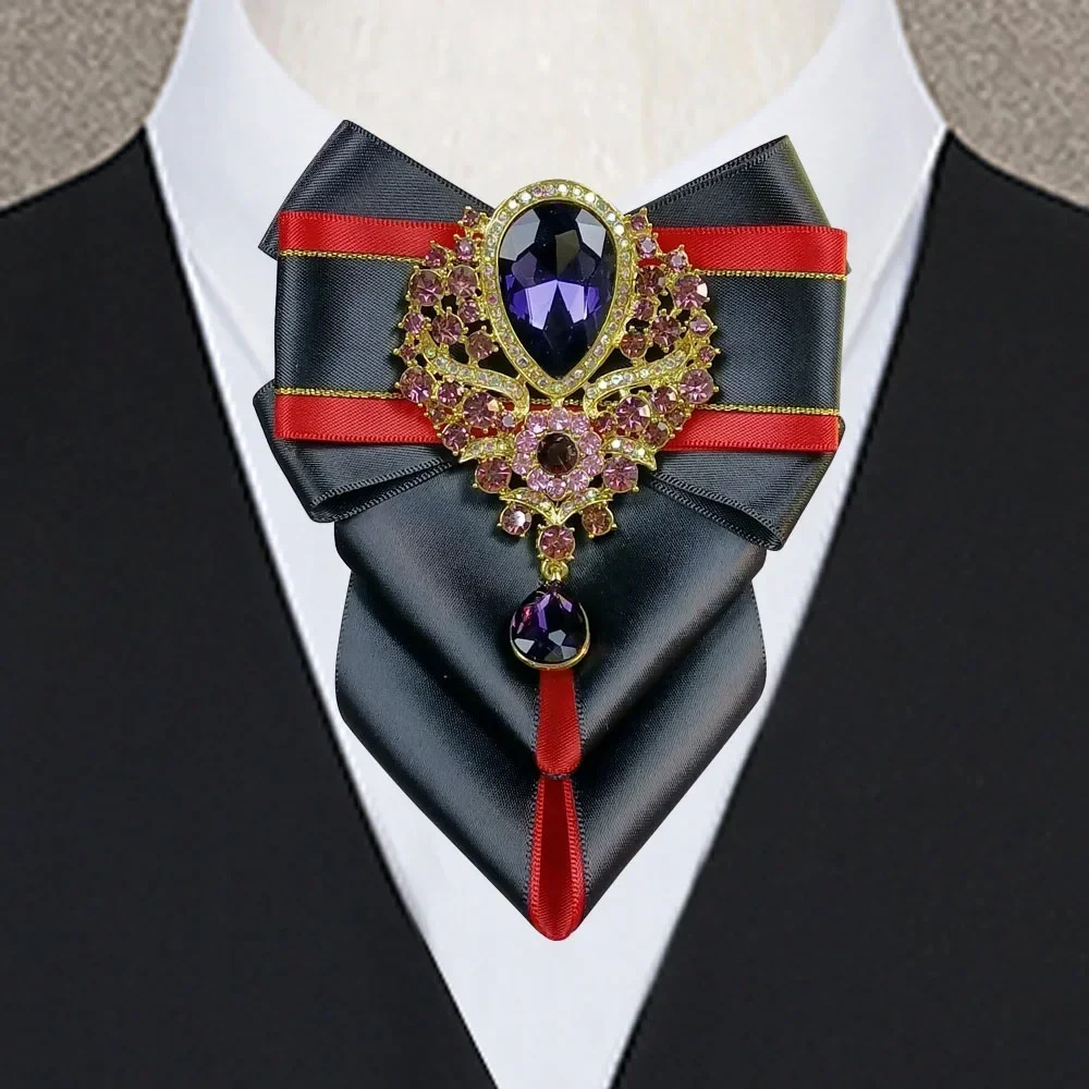 Men'S Formal Wear Jewelry - Luxury Original ใหม่สีม่วง Rhinestone Bow Tie