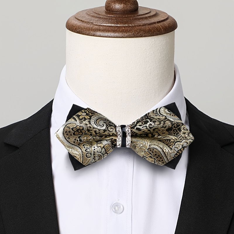 Men'S Formal Wear Bow Ties - โบว์ไทผ้าซาตินลายแจ็คการ์ดสำหรับผู้ชาย ประดับด้วยคริสตัล โบว์ไทแบบไม่ต้องผูก สีฟ้า สีเหลือง และลายเพสลีย์หลากสี