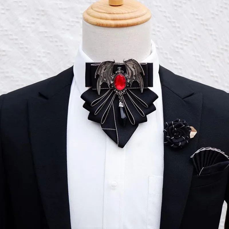 Men'S Formal Wear Bow Ties - ชุดเข็มกลัดผูกโบว์สำหรับผู้ชายชุดทางการสไตล์เกาหลีแบบอังกฤษมีปีกประดับด้วยพลอยเทียมรูปโบว์ผูกกระเป๋าสำหรับผู้ชาย