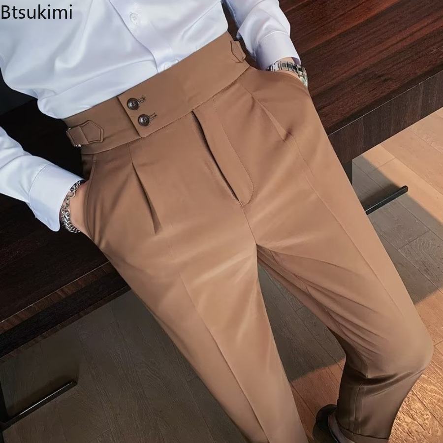 Men'S Formal Attire - กางเกงสูทสีพื้นสำหรับผู้ชาย รุ่นใหม่ ปี 2026 ทรงคลาสสิก กระดุมเดี่ยว