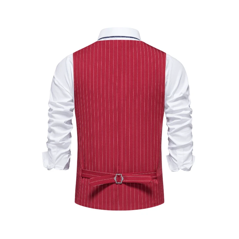 เสื้อกั๊กสูทลายทางสีแดงใหม่ ปี - Khaki Formal Wear Men บทวิจารณ์และราคา
