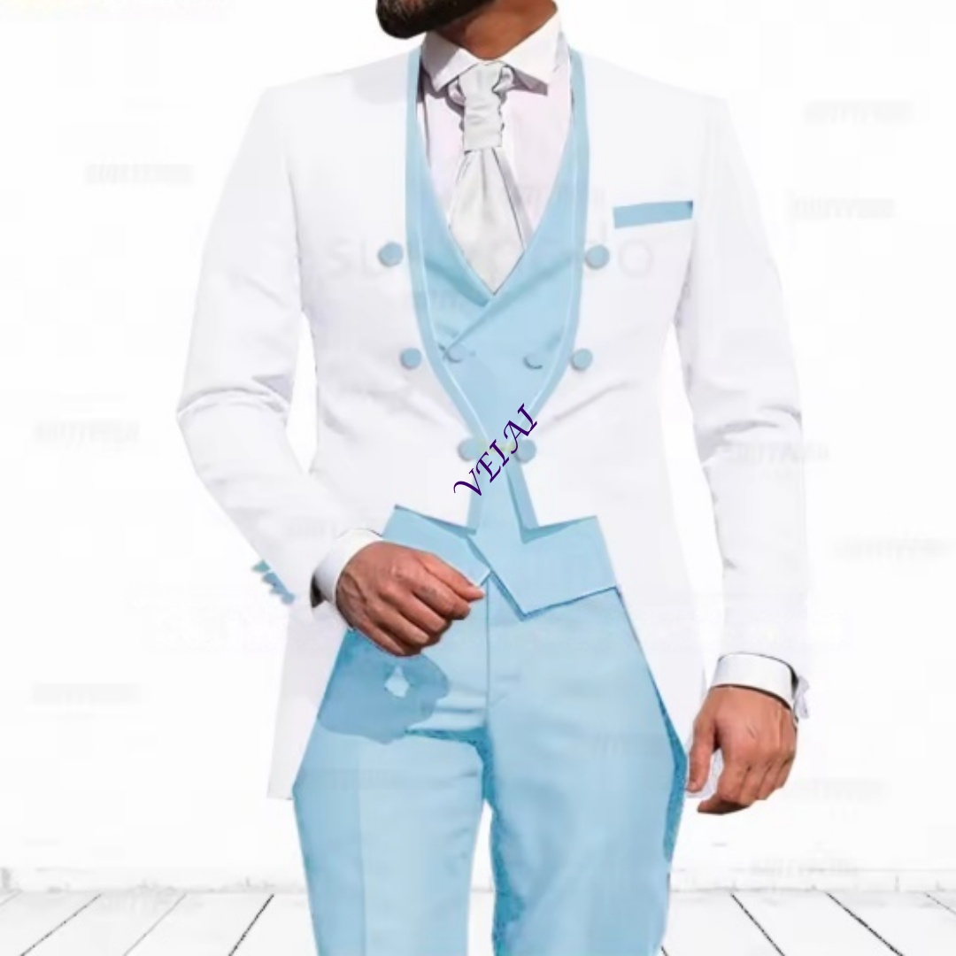 ชุดสูท 3 ชิ้นสีฟ้าอ่อนแบบสั่งต - Elegant Formal Men'S Wear บทวิจารณ์และราคา