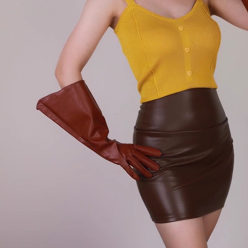 แฟชั่นของผู้หญิงถุงมือหนัง PU  - Formal Glove Leather บทวิจารณ์และราคา