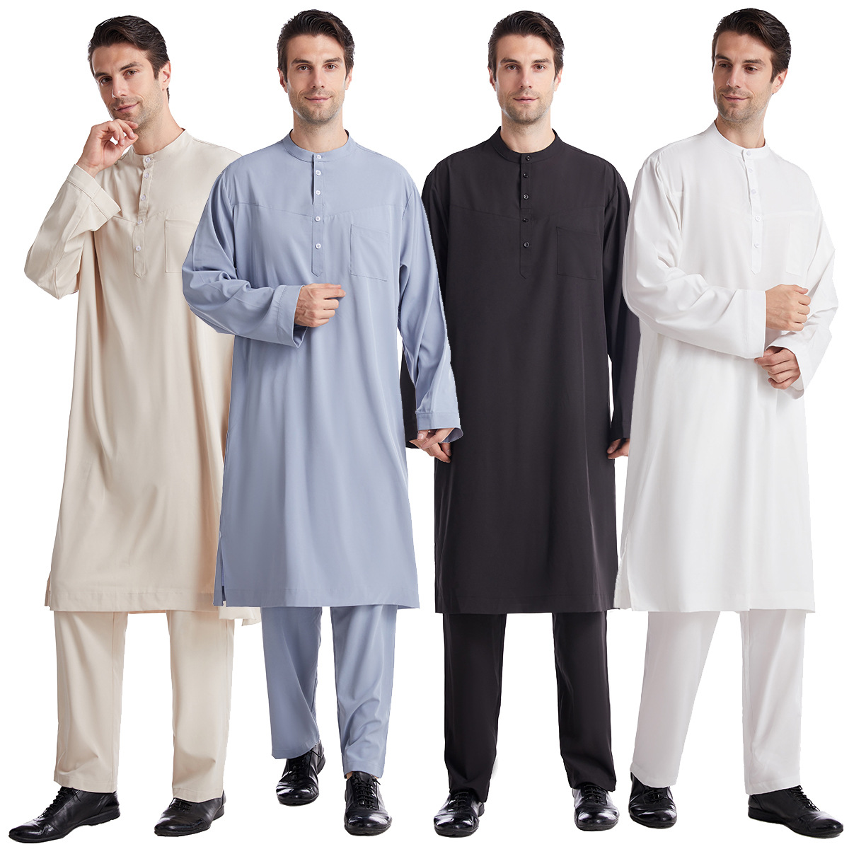 ชายมุสลิม Jubba Thobe 2 ชิ้นชุ - Arabic Formal Wear Men บทวิจารณ์และราคา