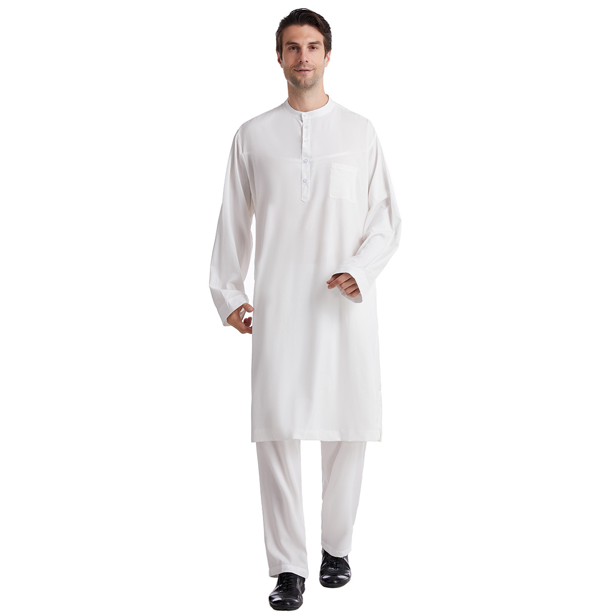 ชายมุสลิม Jubba Thobe 2 ชิ้นชุ - Arabic Formal Wear Men บทวิจารณ์และราคา