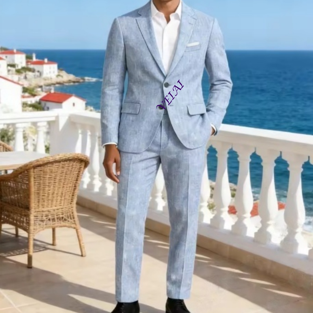 ชุดสูทผ้าลินินสีฟ้าอ่อนแบบสั่ง - Men'S Formal Wear For A Wedding บทวิจารณ์และราคา