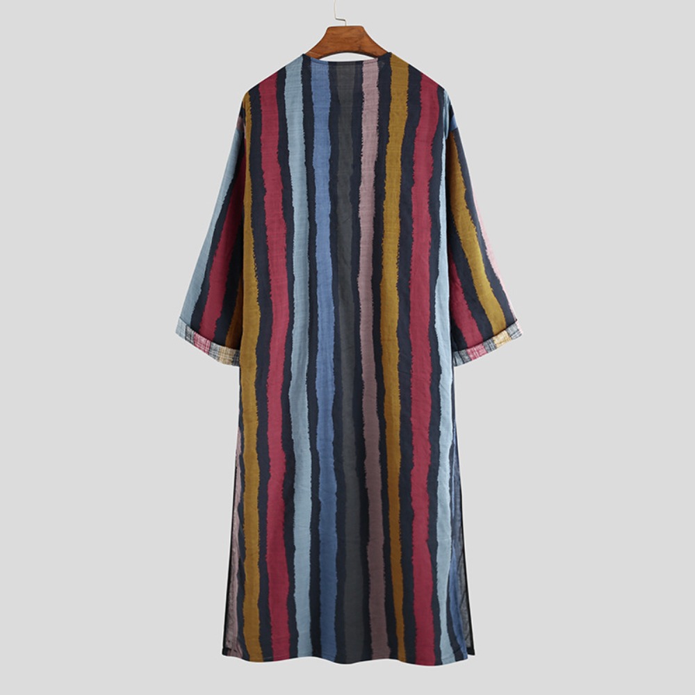 เสื้อคลุมมุสลิมลายทางพิมพ์ลายใ - Arabic Formal Wear Men บทวิจารณ์และราคา
