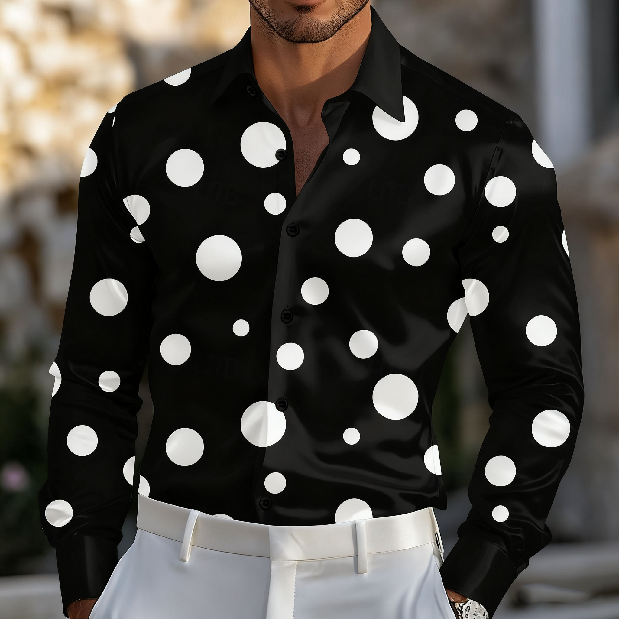 เสื้อเชิ้ตผู้ชายลายจุดเรขาคณิต - Men'S Holiday Formal Wear บทวิจารณ์และราคา