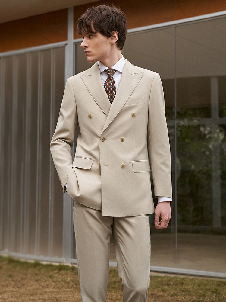 ขนสัตว์ 30% ผู้ชายชุด Blazer ก - Khaki Formal Wear Men บทวิจารณ์และราคา